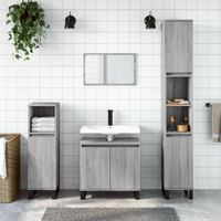 vidaXL Bathroom Cabinet Grey Sonoma 30x30x190 cm Engineered Wood