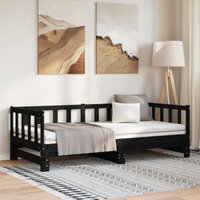 vidaXL Pull-out Day Bed without Mattress Black 2x(90x190)cm