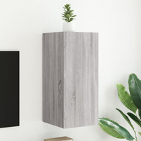 vidaXL TV Wall Cabinet with LED Lights Grey Sonoma 30.5x35x70 cm