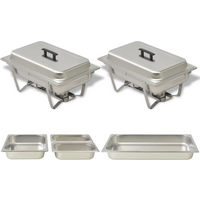 vidaXL 2 Piece Chafing Dish Set Stainless Steel