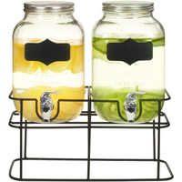 vidaXL Beverage Dispensers 2 pcs with Stand 2 x 4 L Glass