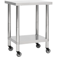 vidaXL Kitchen Work Table with Wheels 80x30x85 cm Stainless Steel