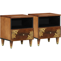 vidaXL Bedside Cabinet with Drawer 2 pcs Honey brown 40 x 33 x 46 cm
