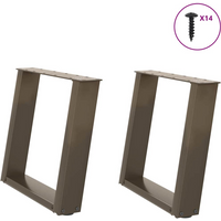 vidaXL Coffee Table Legs U-Shaped 2 pcs Natural Steel 50x(42-43) cm Steel