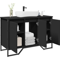 vidaXL Bathroom Sink Cabinet Black 91x35x60 cm Engineered Wood