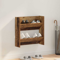 vidaXL Wall Shoe Cabinet Old Wood 60 x 18 x 60 cm Engineered Wood