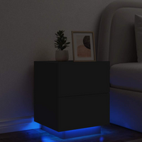 vidaXL Bedside Cabinet with LED Lights Black Engineered Wood