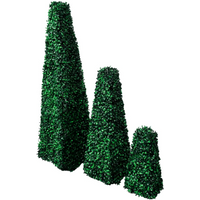 Set of 3 Artificial Boxwood Pyramid Topiary