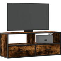 vidaXL TV Cabinet Smoked Oak 100x31x39.5 cm Engineered Wood and Metal