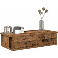 vidaXL Wall Shelf with Drawers Old Wood 60x28x15 cm Engineered Wood