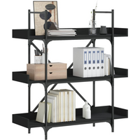 vidaXL Bookcase 3-Tier Black 100x33x108.5 cm Engineered Wood