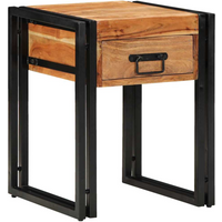 vidaXL End Table with Drawer Brown 40 x 40 x 50 cm Solid acacia wood