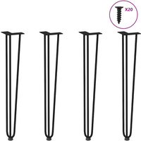 vidaXL hairpin legs for console tables for Console Table 4 pcs Black 72 cm Solid Steel