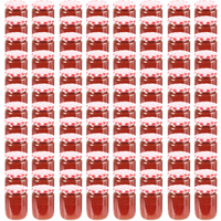 vidaXL Glass Jam Jars with White and Red Lid 96 pcs 230 ml