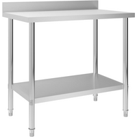 vidaXL Kitchen Work Table with Backsplash 100x60x93 cm Stainless Steel