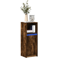 vidaXL Sideboard with LED Smoked Oak 38x34x100 cm Engineered Wood