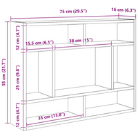 vidaXL Wall Shelf Smoked Oak 75x16x55 cm Engineered Wood