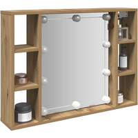 vidaXL Mirror Cabinet with LED Artisan Oak 76x15x55 cm Engineered Wood