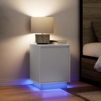 vidaXL Bedside Cabinets with LED Lights 2 pcs White 38x34x50 cm