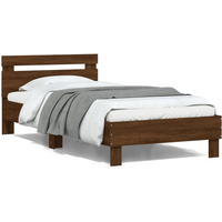vidaXL Bed Frame without Mattress with LED Lights Brown Oak 100x200 cm