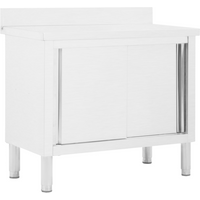 vidaXL Work Table with Sliding Doors 100x50x(95-97) cm Stainless Steel