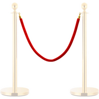 vidaXL Stanchion Stand Rope Red and Golden Velvet