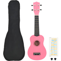 vidaXL Soprano Ukulele Set with Bag for Kids Pink 21"