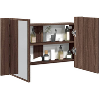 vidaXL LED Bathroom Mirror Cabinet Brown Oak 80x12x45 cm Acrylic