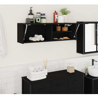 vidaXL Bathroom Wall Cabinet Black 100x25x30 cm Engineered Wood