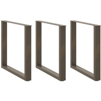vidaXL Dining Table Legs U-Shaped 3 pcs Natural Steel 90x(72-73) cm Steel