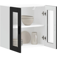 vidaXL Kitchen Wall Cabinet with Glass Door Porto Black