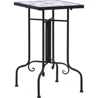vidaXL Mosaic Side Table Blue and White Ceramic