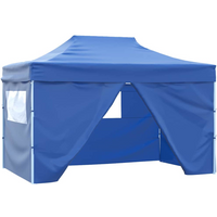 vidaXL Foldable Tent Pop-Up with 4 Side Walls 3x4.5 m Blue