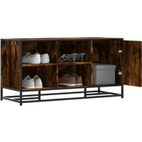 vidaXL Shoe Bench Smoked Oak 100x40x53.5 cm Engineered Wood and Metal