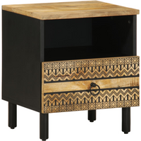 vidaXL Bed Cabinet Black 40x33x46 cm Solid Rough Wood Mango