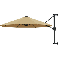 vidaXL Wall-Mounted Garden Parasol with Metal Pole 300 cm Taupe