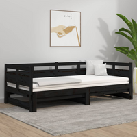 vidaXL Pull-out Day Bed without Mattress Black 2x(80x200) cm