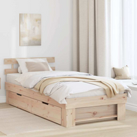 vidaXL Bed Frame with Headboard Natural 75 x 190 cm Solid Pine Wood