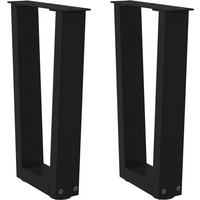 vidaXL Coffee Table Legs V-Shape 2 pcs Black 28x(42-43.3) cm Steel