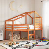 vidaXL Kids' Bed Roof Wax Brown 188x97x113 cm Solid Wood Pine