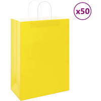 vidaXL Paper Bags 50 pcs with Handles Yellow 32x17x44 cm