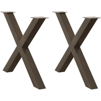 vidaXL Dining Table Legs X-Shaped 2 pcs Natural Steel 90x(72-73) cm Steel