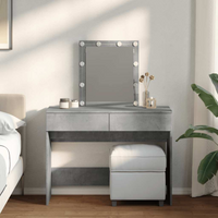 vidaXL Dressing Table with LED Concrete Grey 100x40x130 cm