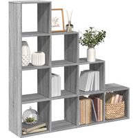 vidaXL Room Divider Bookcase 4-Tier Grey Sonoma 131.5x29x131.5 cm Engineered Wood