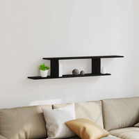 vidaXL Wall-mounted TV Shelf with Shelf Black Oak 125 x 18 x 23 cm