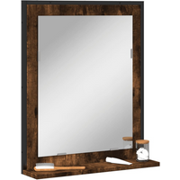 vidaXL Bathroom Mirror with Shelf Smoked Oak 50x12x60 cm Engineered Wood