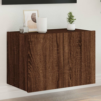 vidaXL TV Wall Cabinet with LED Lights Brown Oak 60x35x41 cm