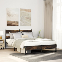 vidaXL Metal Bed Frame without Mattress Smoked Oak 140x190 cm