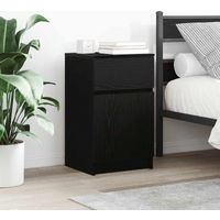 vidaXL Bedside Cabinet Black 39x35x65 cm Engineered Wood