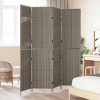 vidaXL Room Divider Folding Manual Grey 195 x 180 cm Poly Rattan